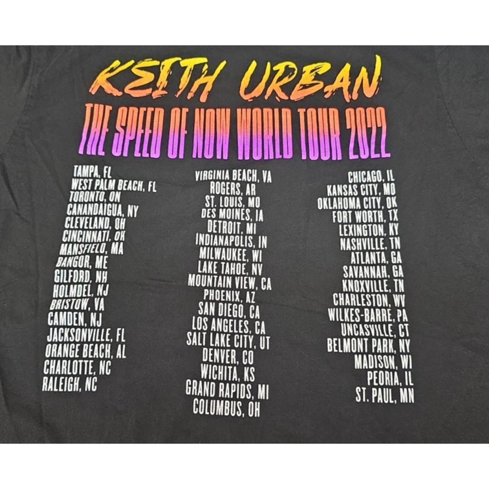 Keith Urban Tee Shirt Mens XL The Speed Of Now Tour 2022